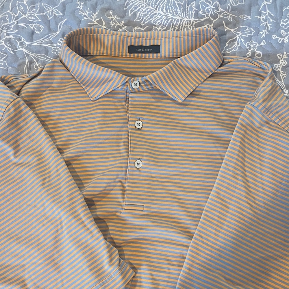 Blue and Orange Polo Shirt with Classic Knit Design